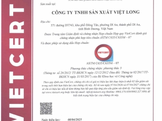 Sản phẩm "Khung trần treo kim loại - Khung trần chìm" do Thạch Cao Việt Long sản xuất đã chính thức đạt Chứng nhận hợp chuẩn, hợp quy do Trung tâm Giám định và Chứng nhận VietCert cấp!